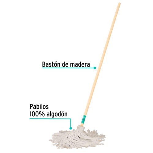 57056 - Trapeador tipo mechudo, 350 g con bastón de 120 cm, KLINTEK
