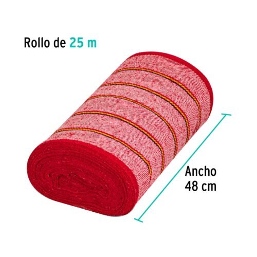 570572 57057 - Rollo de 25 m de jerga sarga gruesa roja, KLINTEK
