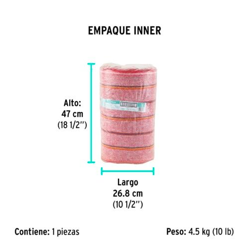 570573 57057 - Rollo de 25 m de jerga sarga gruesa roja, KLINTEK