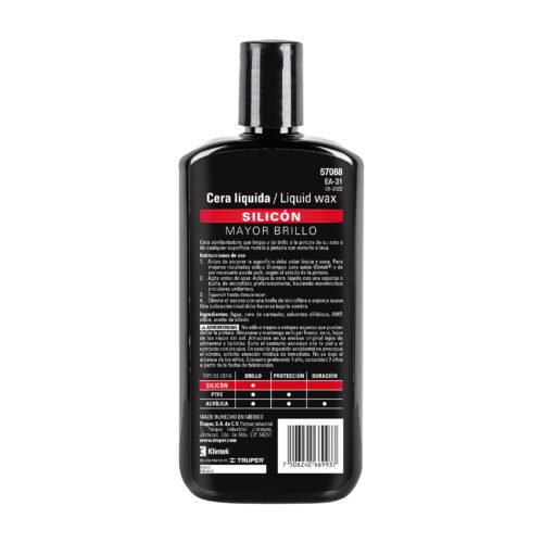 57088 - Cera líquida de silicón para auto, 473 ml, KLINTEK