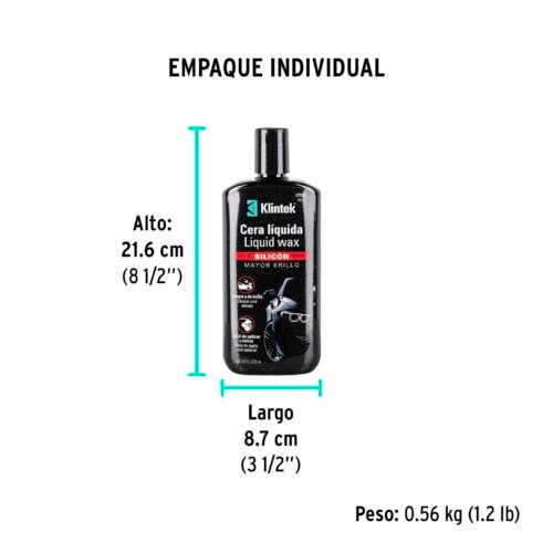 57088 - Cera líquida de silicón para auto, 473 ml, KLINTEK