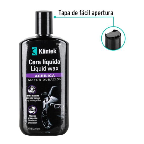 57090 - Cera líquida acrílica para auto, 473 ml, KLINTEK