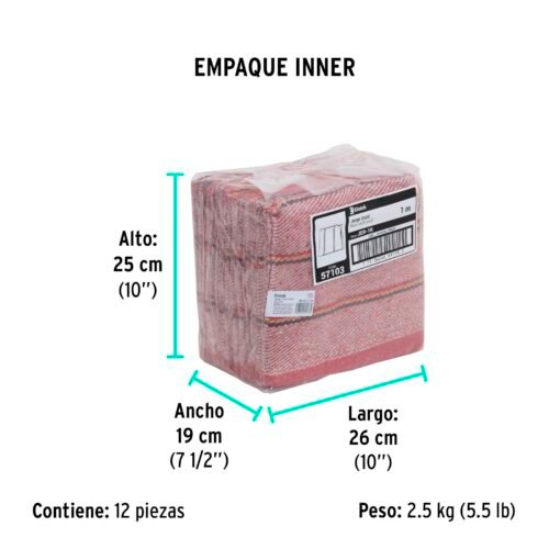 57103 - Jerga roja sarga gruesa de 1 m x 48 cm, KLINTEK