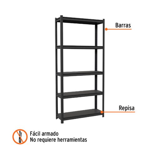 580001 58000 - Estante metálico 5 repisas capacidad 80 Kg,180x30x85, TRUPER