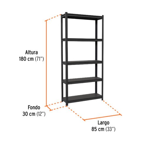 580002 58000 - Estante metálico 5 repisas capacidad 80 Kg,180x30x85, TRUPER
