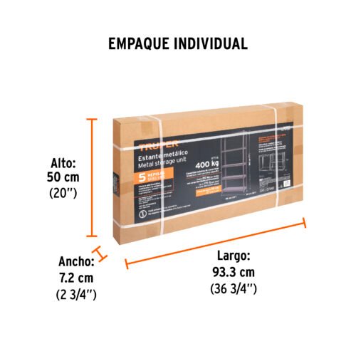 580004 58000 - Estante metálico 5 repisas capacidad 80 Kg,180x30x85, TRUPER