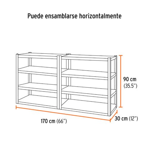 58001 - Estante metálico 8 repisas capacidad 80 Kg,180x30x85, TRUPER