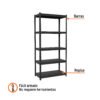 58003 - Estante metálico 5 repisas capacidad 80 Kg,180x45x85, TRUPER