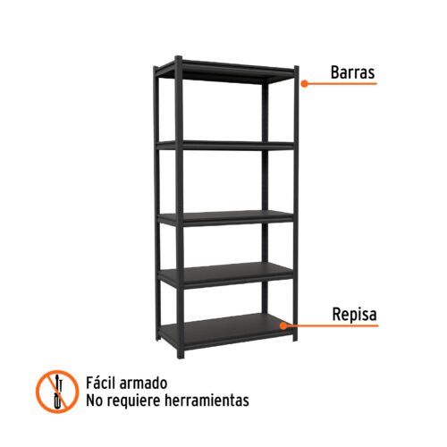 58003 - Estante metálico 5 repisas capacidad 80 Kg,180x45x85, TRUPER
