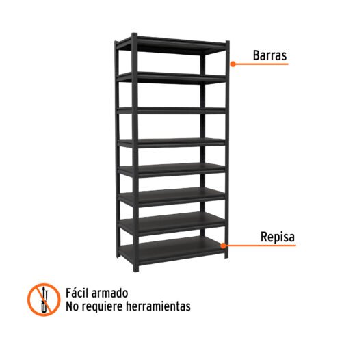 58004.1 58004 - Estante metálico 8 repisas capacidad 80 Kg,180x45x85, TRUPER
