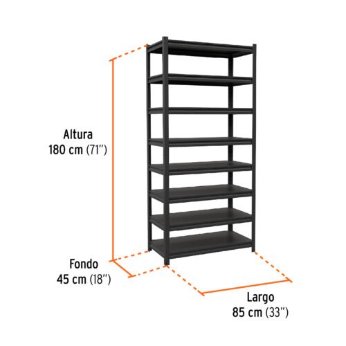 58004.2 58004 - Estante metálico 8 repisas capacidad 80 Kg,180x45x85, TRUPER