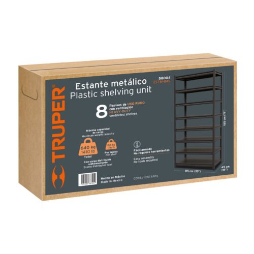58004.5 58004 - Estante metálico 8 repisas capacidad 80 Kg,180x45x85, TRUPER