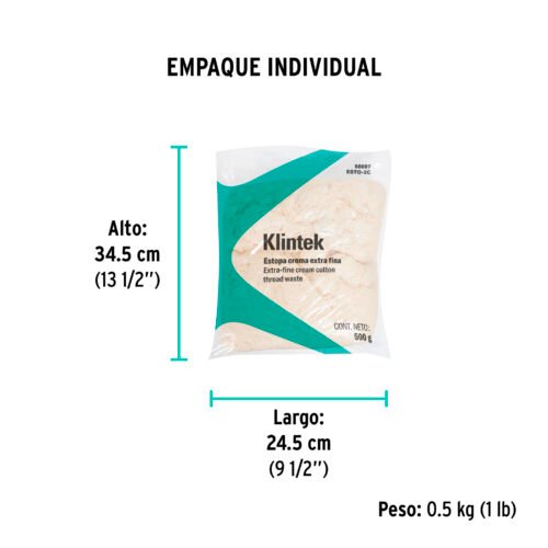 58007.1 58007 - Bolsa de 1/2 kg de estopa color crema, KLINTEK