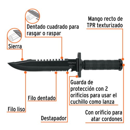 103711 - Cuchillo táctico de monte 8", TRUPER