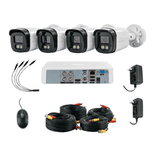 49586 - Kit video vigilancia, 4 canales, 4 cámaras, 5MP, Disco 1TB