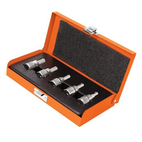 13951 - Juego de 5 dados cuadro 3/8" punta hex std, estuche metálico