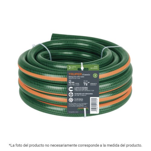 103945 - Manguera de jardín 5/8", 3 capas, 6m, sin conexiones, TRUPER