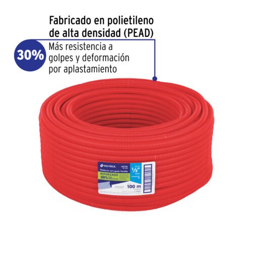 PF-1-2R+FC1 40738 - Metro de poliducto 1/2" corrugado flex. reforz. s/guĂa, 100m