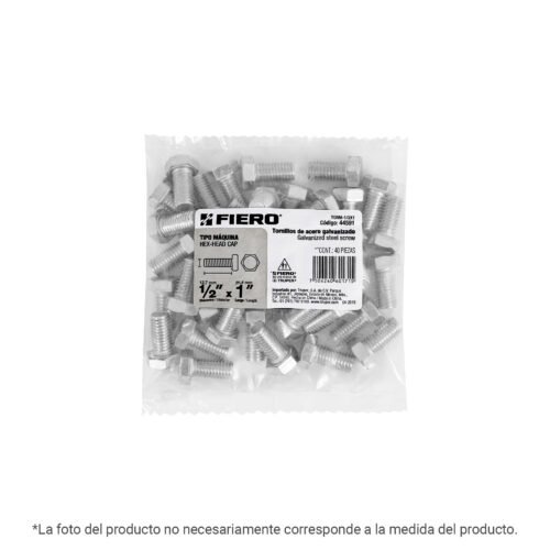 40869 - Bolsa con 8 tornillos 1/2" x 7" tipo máquina, FIERO