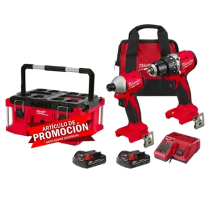 Combo rotomartilllo Milwaukee + atornillador c/2 bat y carg + packout