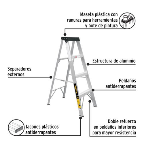 20686 - Escalera de tijera tipo III 3 escalones, PRETUL