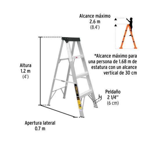 20686 - Escalera de tijera tipo III 3 escalones, PRETUL