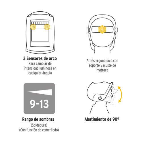 29896.2 29896- Careta electrónica p/soldar, rayos, sombra 9 a 13, PRETUL