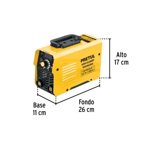 29019 - Mini soldadora inversora 130A, bi-voltaje, Serie 300, PRETUL