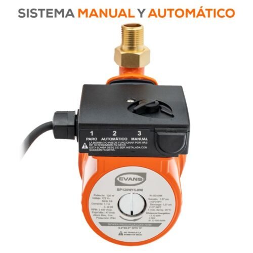 Bomba Presurizadora 2 servicios 120w 1/6 HP Evans