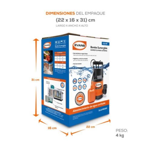 SLA1ME050-6 Bomba Sumergible 88LPM 1/2 HP Evans