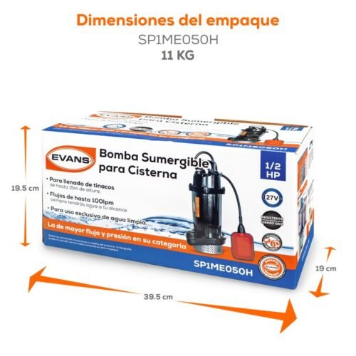 Bomba Sumergible Agua Limpia De 1/2 HP Evans