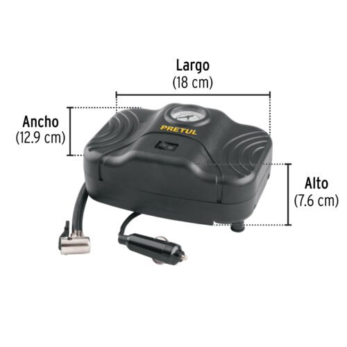 21689 - Inflador portátil para auto, 12 V, PRETUL