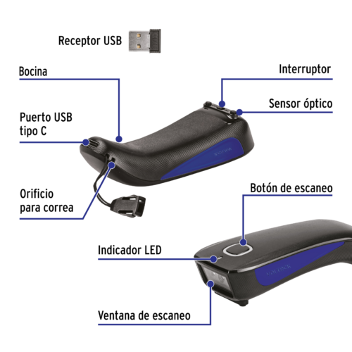 44197 - Lector de código de barras 2D, bluetooth, VOLTECK