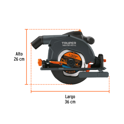 SICI-7-1-4N5+FC2 103740 - Sierra circular 7-1/4' 1900W, TRUPER INDUSTRIAL
