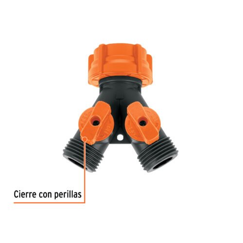 104217 - Conector 'Y' 3/4' plástico con tuerca móvil p/manguera
