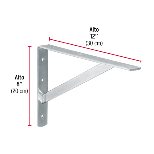 43939 - Ménsula de acero reforzado galvanizada 8 x 12", FIERO