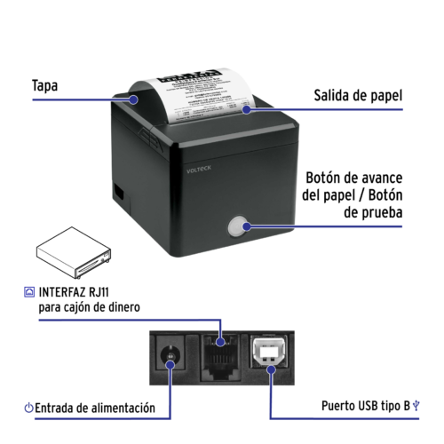 43945 - Impresora de tickets 58/80mm, USB, autocorte, VOLTECK