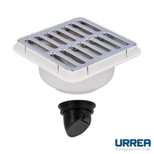 180V Coladera universal cuadrada con rejilla de plástico cromado - 180V