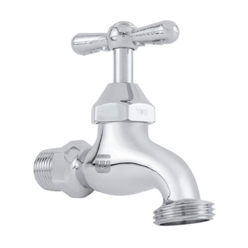 Llave individual cromada compacta con rosca para manguera - 19CRL