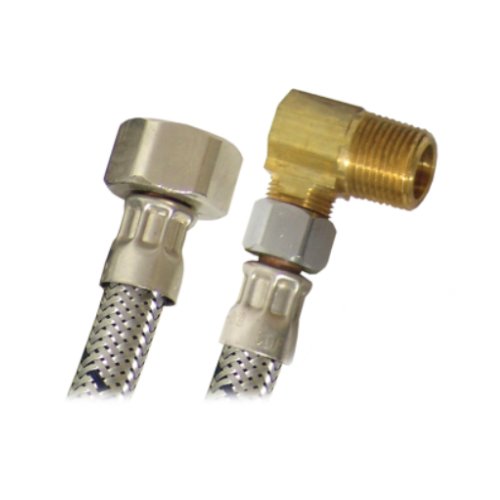 Manguera lavavajillas acero inox, 1/2" x 3/8" M. codo 90°, 150cm - AV-A150