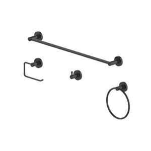 Juego de accesorios para baño con diseño minimalista negro mate - GA-020MB