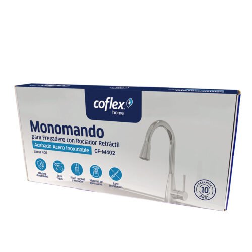 Llave monomando para fregadero con rociador retráctil - GF-M402
