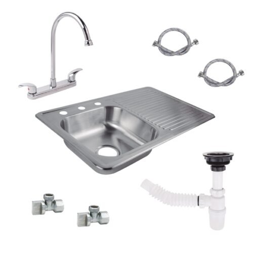 KIT tarja escurridero derecho con mezcladora, céspol,mangueras y angulares - KTDMMCA