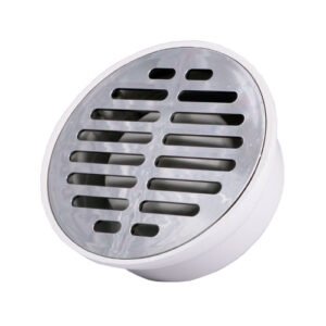 Coladera unviersal blanca con rejilla plástica cromada - PC-101