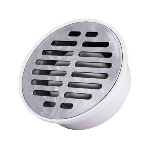 Coladera unviersal blanca con rejilla plástica cromada - PC-101