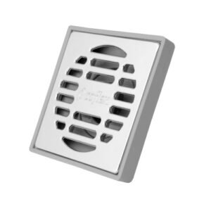 Coladera cuadrada de ABS gris con rejilla cromada y VAO - PC-161