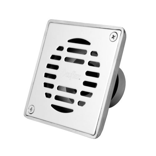 Coladera cuadrada de acero inoxidable con rejilla acero inox. Cal 16 y VAO - PC-303