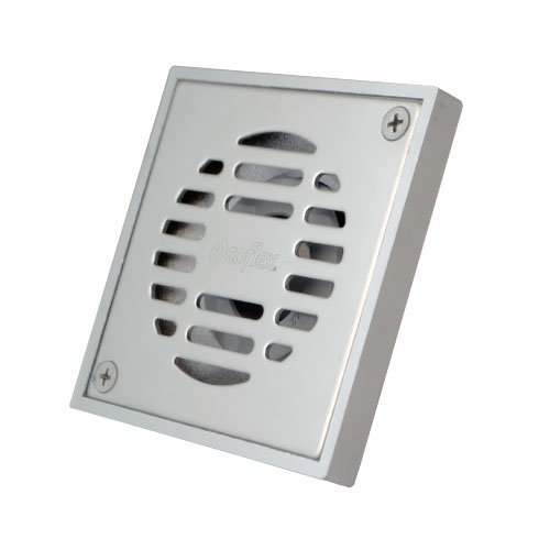 Coladera cuadrada de latón con rejilla de acero inox. Cal 16 y VAO - PC-321-CS