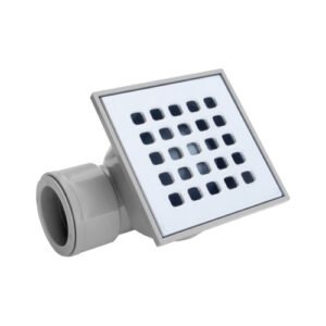 Coladera de PVC 10x10cm C/Rejilla Acero Inoxidable Salida Horizontal - PC-611