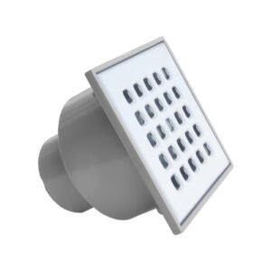 Coladera de PVC 10x10cm C/Rejilla Acero Inoxidable Salida Vertical - PC-612